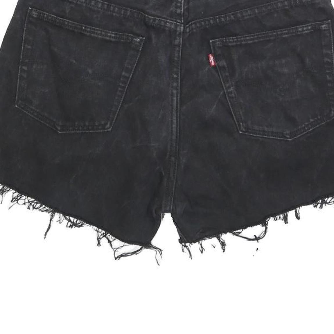 LEVI'S Womens Black Denim Cut-Off Shorts M W33 Casual Raw Edge Frayed Hem