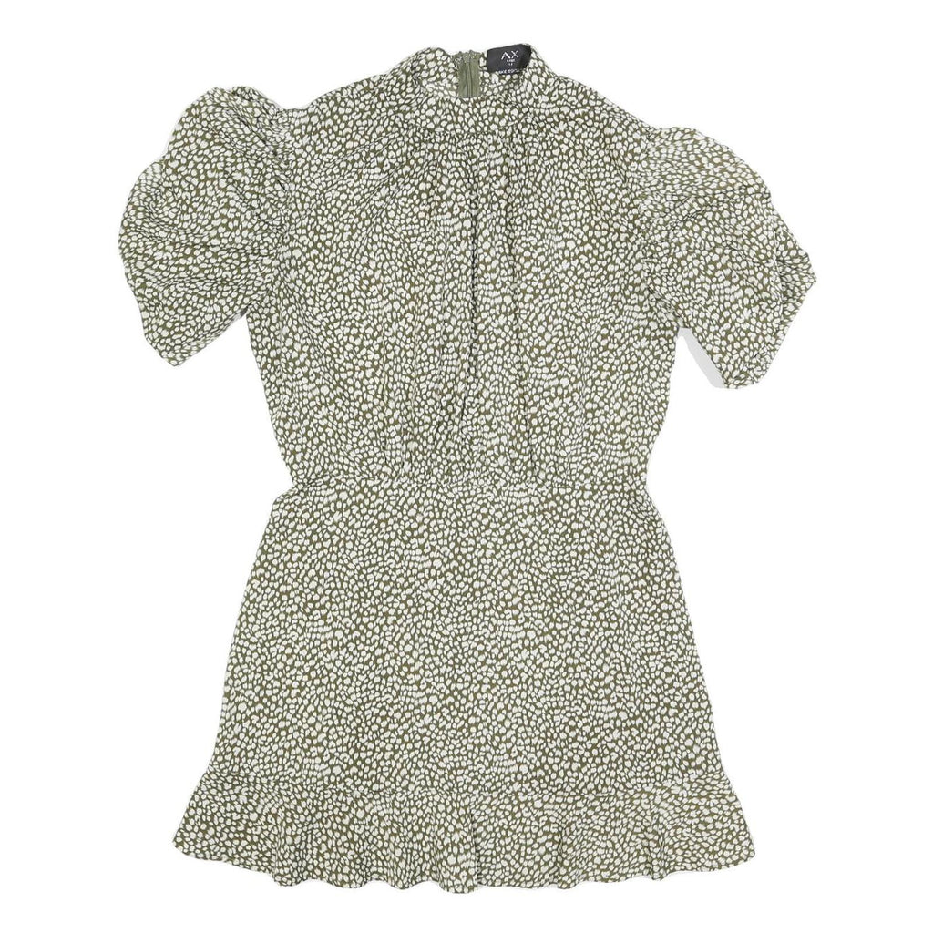 AX PARIS Womens Green & White Floral Day Dress Polyester Short Sleeve Short M
