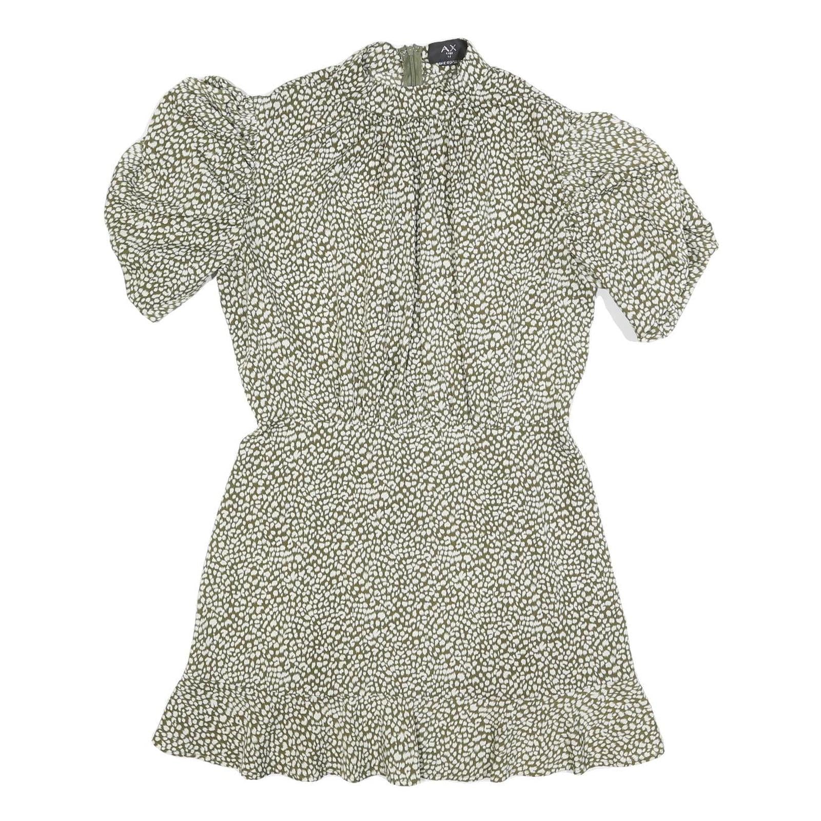AX PARIS Womens Green & White Floral Day Dress Polyester Short Sleeve Short M
