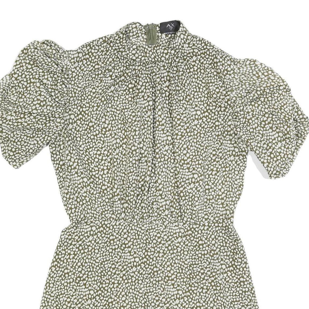 AX PARIS Womens Green & White Floral Day Dress Polyester Short Sleeve Short M