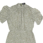 AX PARIS Womens Green & White Floral Day Dress Polyester Short Sleeve Short M
