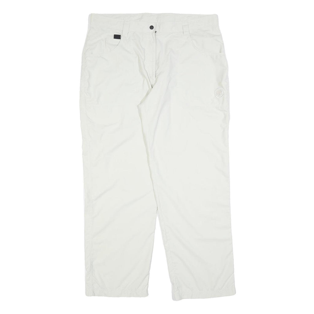 MAMMUT Mens Polyester Blend White Relaxed Straight Trousers W36 L32 Outdoor