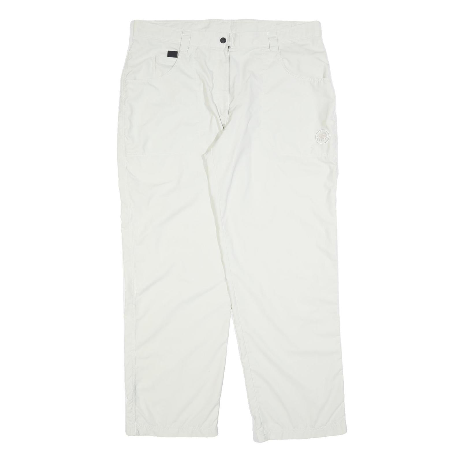 MAMMUT Mens Polyester Blend White Relaxed Straight Trousers W36 L32 Outdoor