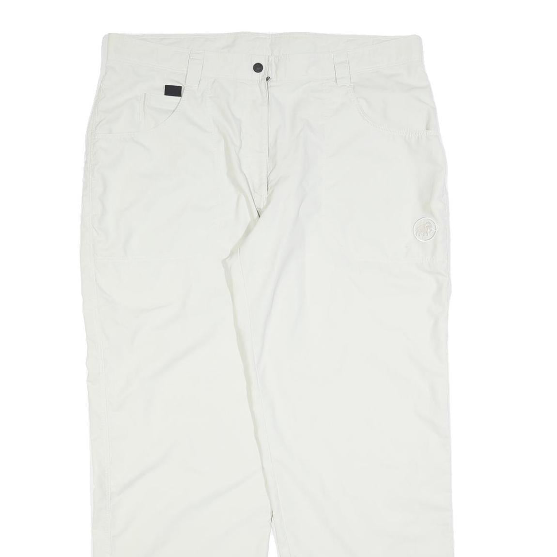 MAMMUT Mens Polyester Blend White Relaxed Straight Trousers W36 L32 Outdoor