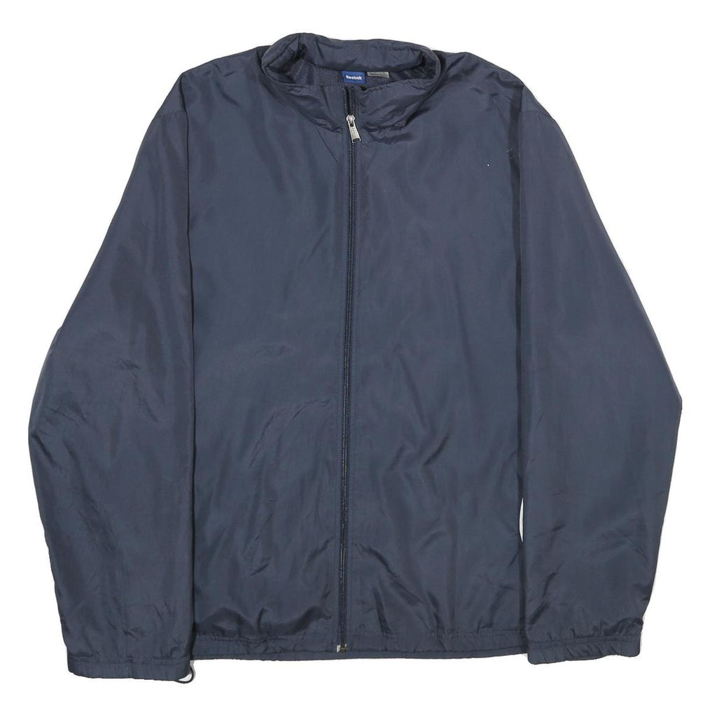 REEBOK Mens Navy Blue Jacket XL Polyester Plain Zip Closure Comfortable Casual