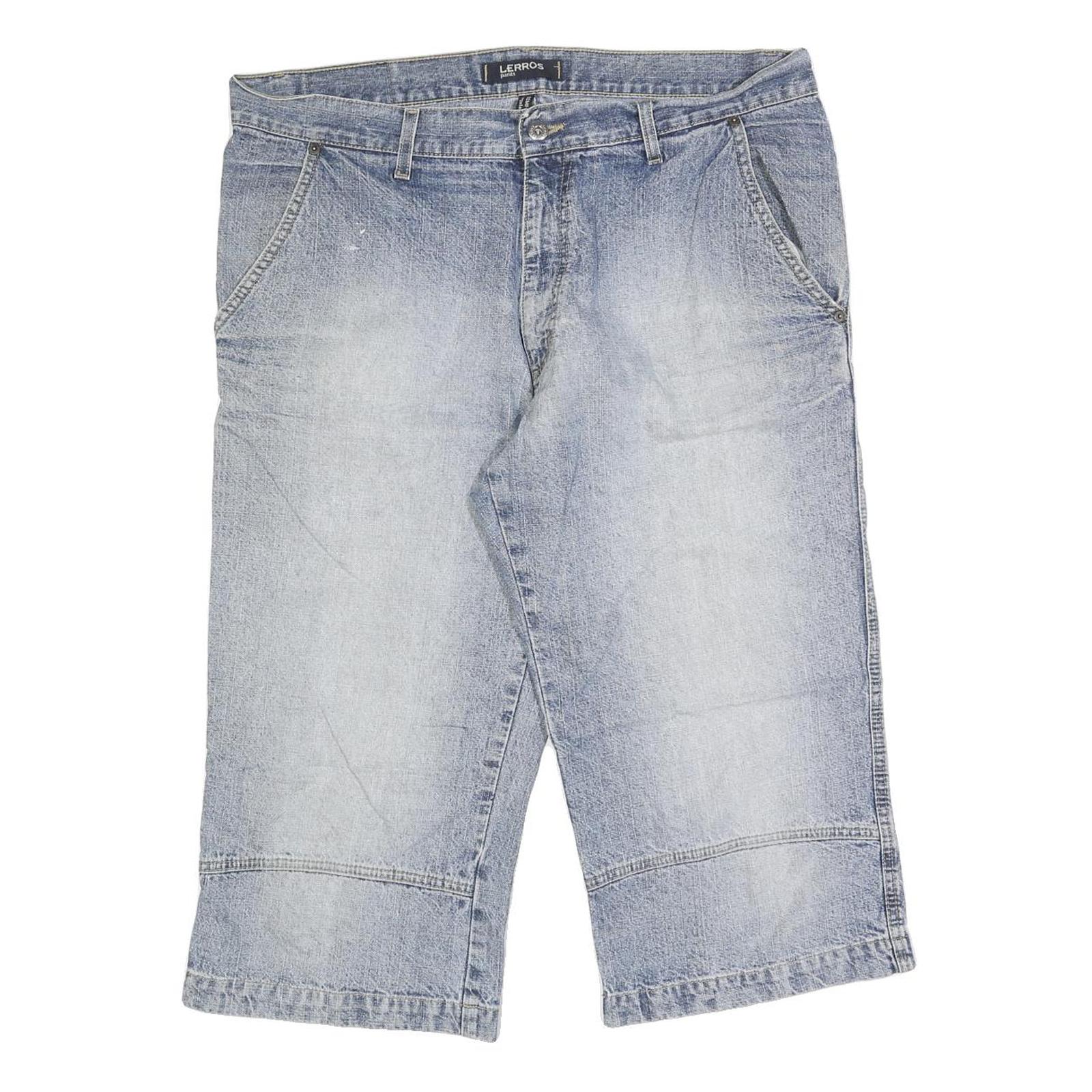 LERROS Mens Denim Blue Cotton Blend Casual Shorts XL W38 Relaxed Fit