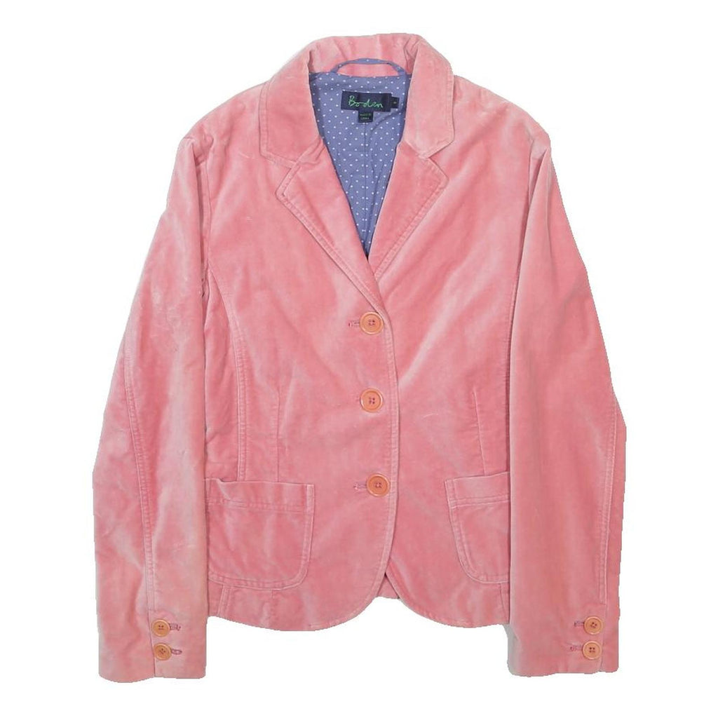 BODEN Womens Pink Cotton Button Jacket UK 8 Plain Classic Tailored Blazer