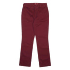 DICKIES Womens Cotton Blend Burgundy Slim Straight Trousers W31 L31 Workwear