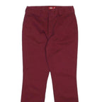 DICKIES Womens Cotton Blend Burgundy Slim Straight Trousers W31 L31 Workwear
