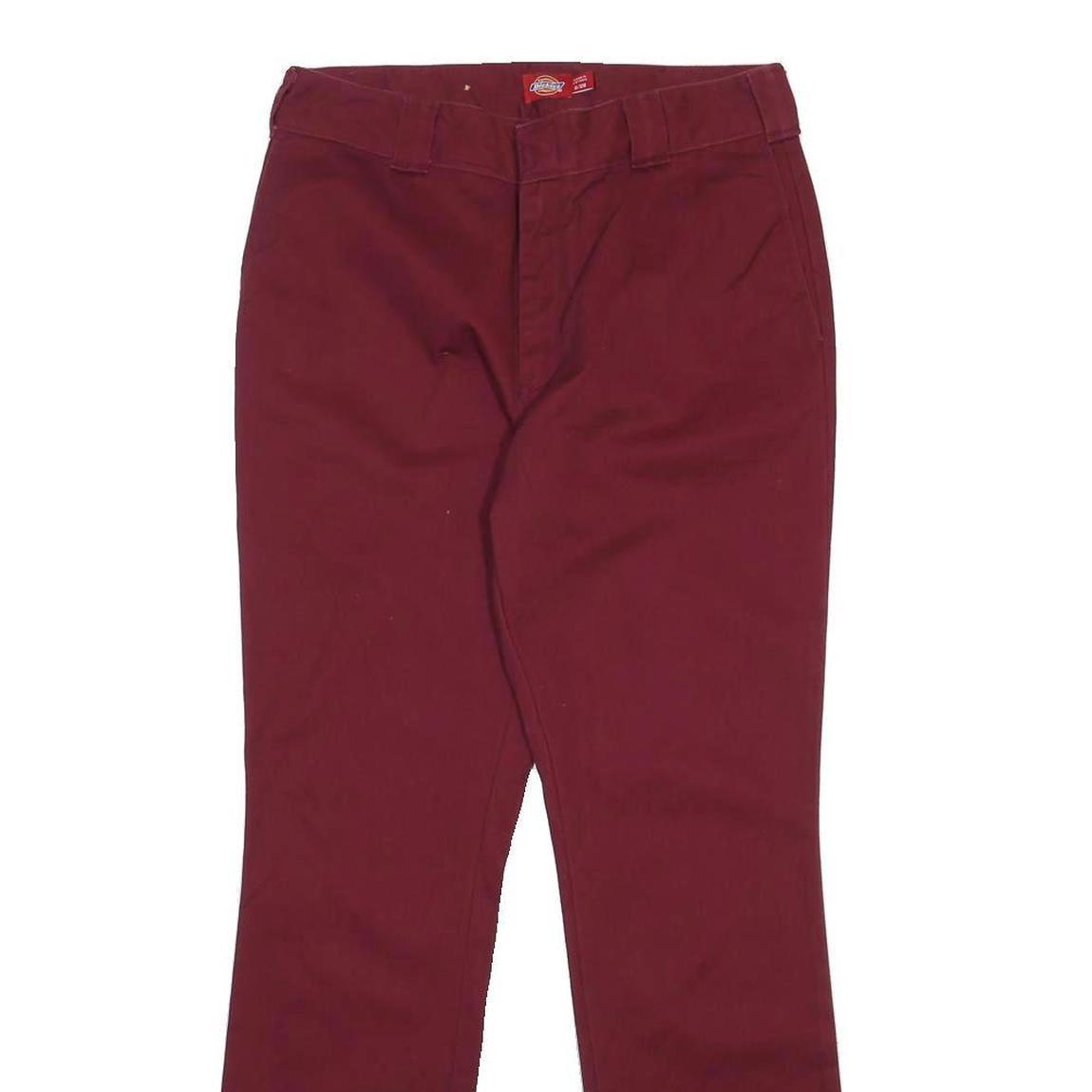 DICKIES Womens Cotton Blend Burgundy Slim Straight Trousers W31 L31 Workwear