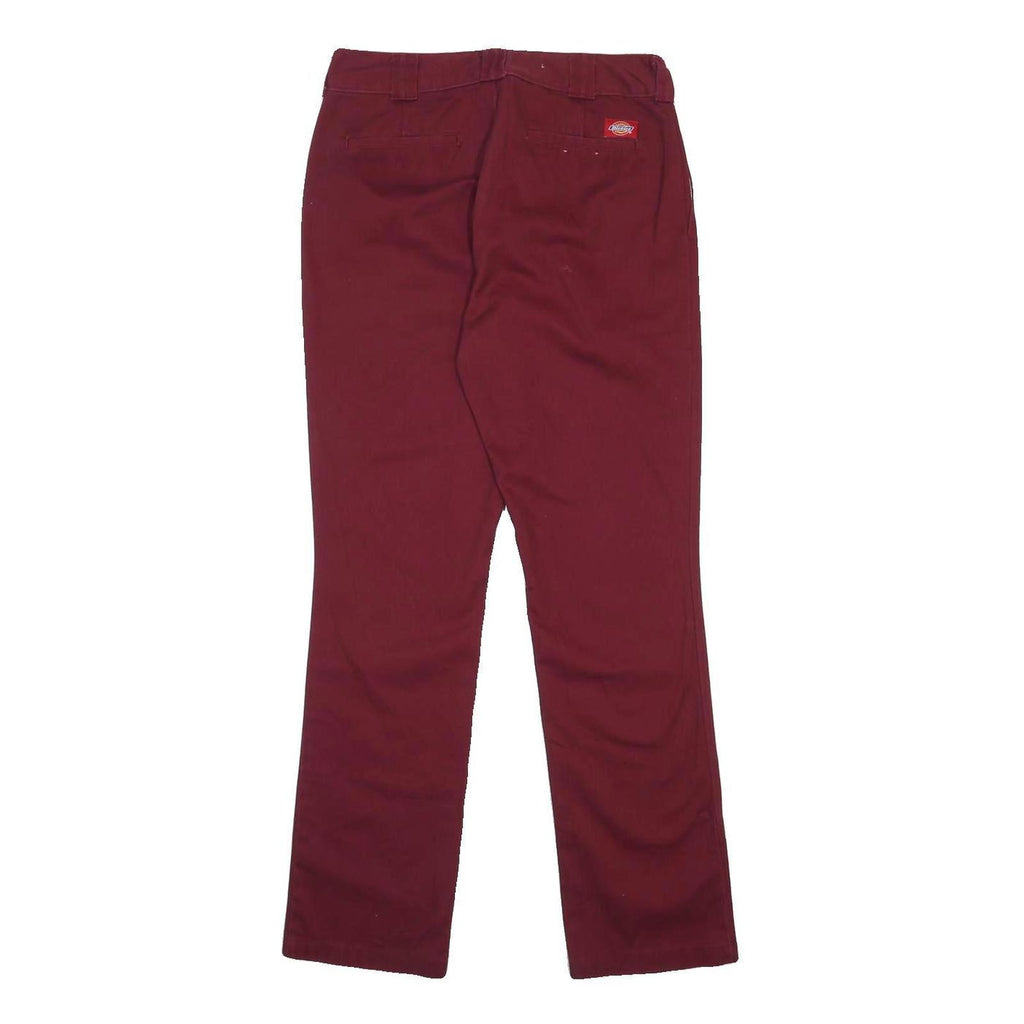 DICKIES Womens Cotton Blend Burgundy Slim Straight Trousers W31 L31 Workwear