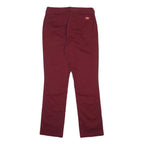 DICKIES Womens Cotton Blend Burgundy Slim Straight Trousers W31 L31 Workwear