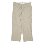 DICKIES Mens Cotton Blend Beige Relaxed Straight Cargo Trousers W36 L30 Workwear