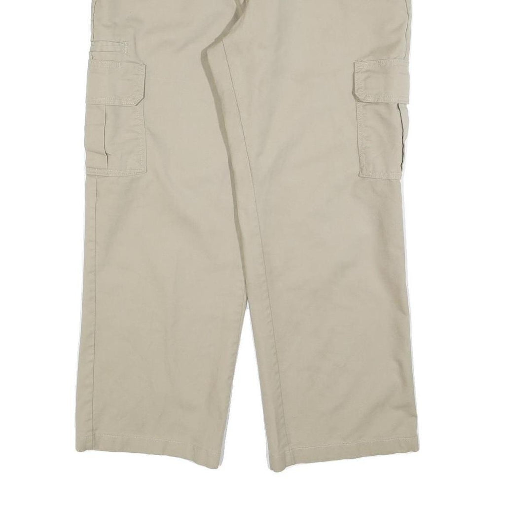 DICKIES Mens Cotton Blend Beige Relaxed Straight Cargo Trousers W36 L30 Workwear