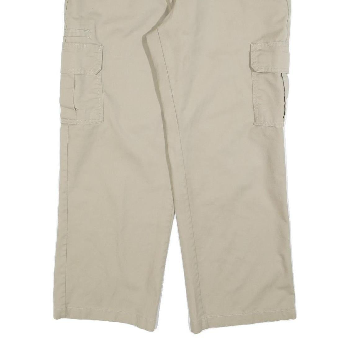 DICKIES Mens Cotton Blend Beige Relaxed Straight Cargo Trousers W36 L30 Workwear