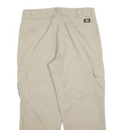 DICKIES Mens Cotton Blend Beige Relaxed Straight Cargo Trousers W36 L30 Workwear