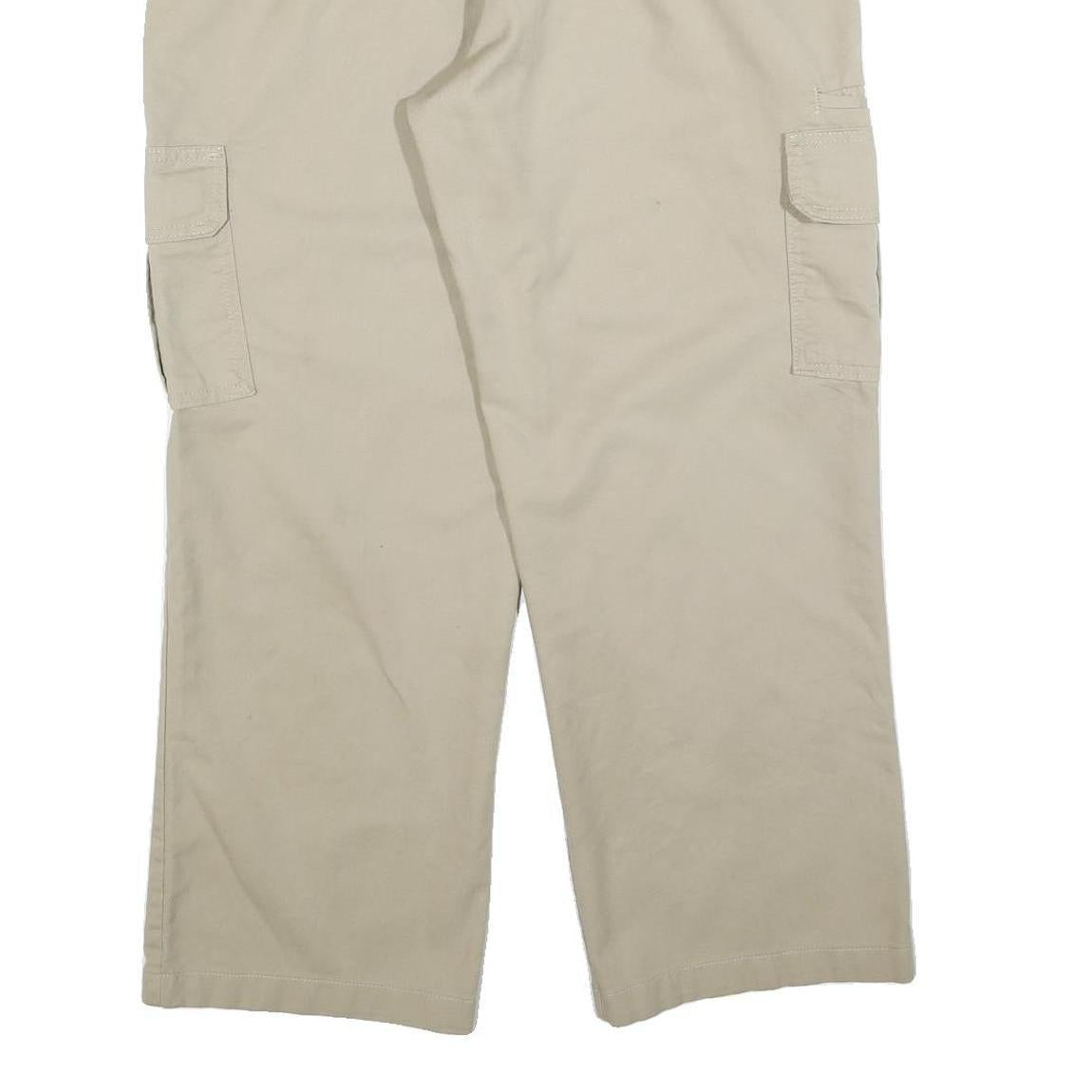 DICKIES Mens Cotton Blend Beige Relaxed Straight Cargo Trousers W36 L30 Workwear