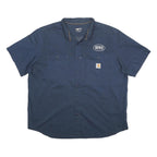 CARHARTT Mens Blue Work Shirt 2XL Button Pocket Logo Cotton Blend
