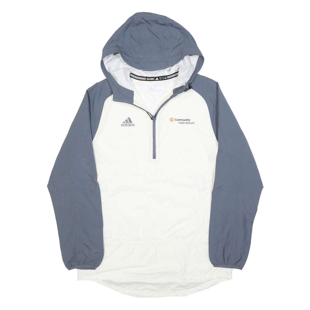 ADIDAS Mens White & Grey Outdoor Jacket M Polyester Blend Hooded Zip