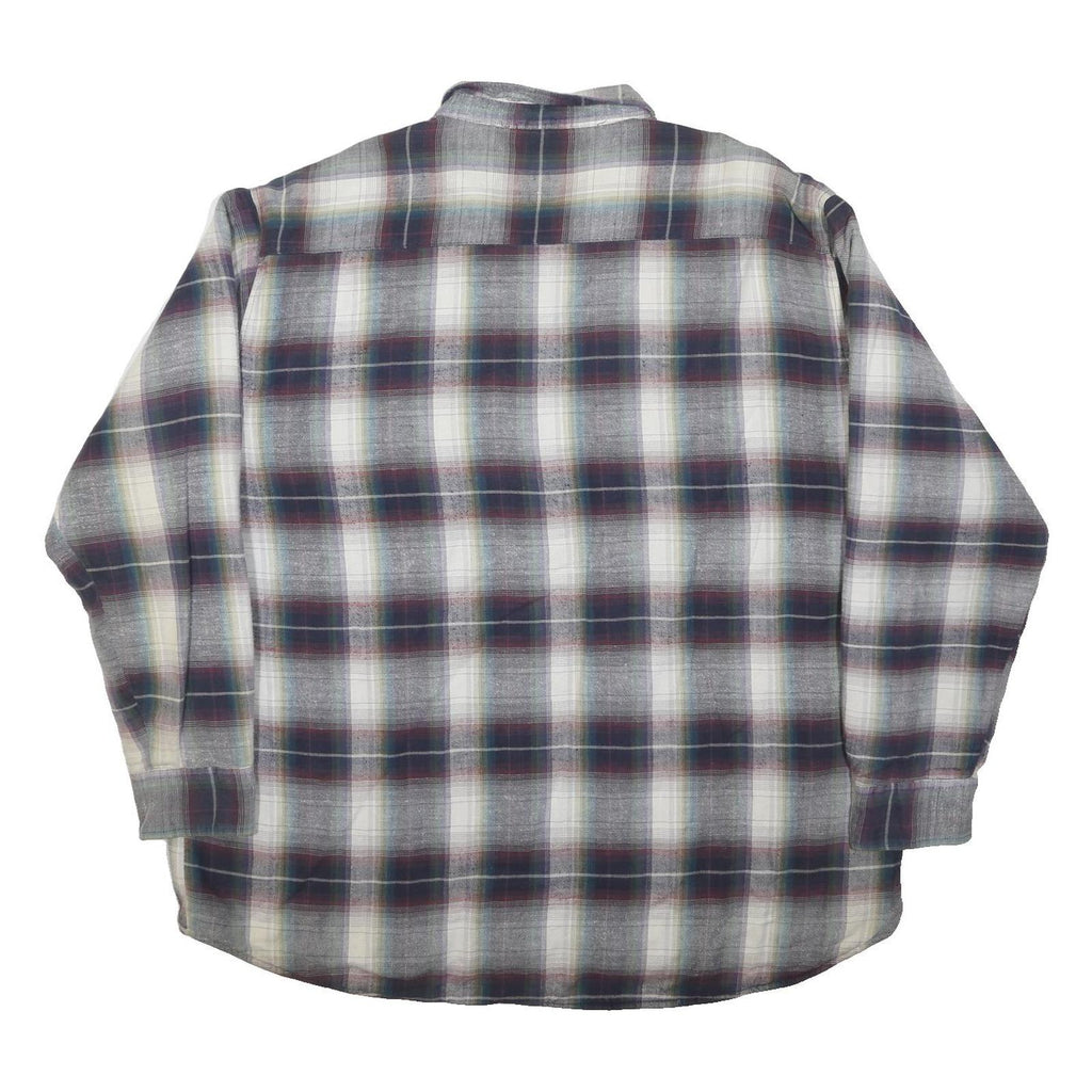SPORTS AFIELD Mens Grey Brown Checked Shirt 2XL Cotton Blend Casual Lightweight