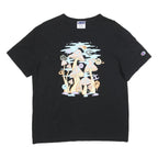 CHAMPION Mens Black Graphic T-Shirt M Short Sleeve Crew Neck Cotton Blend