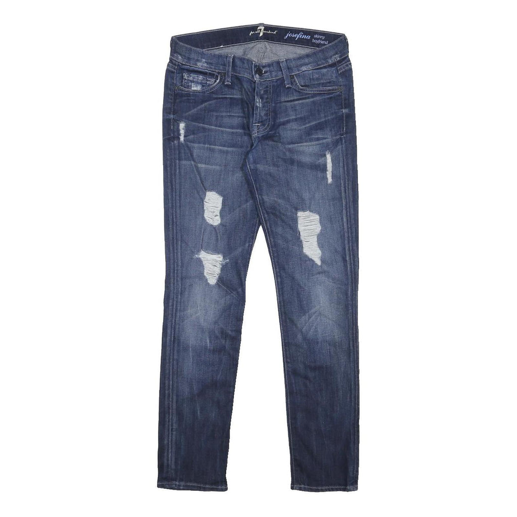 7 FOR ALL MANKIND Womens Slim Skinny Denim Medium Wash W28 L28 Distressed Jeans