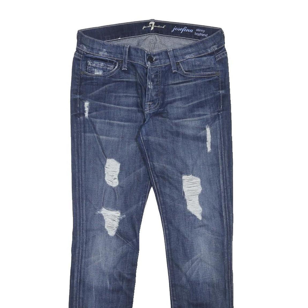 7 FOR ALL MANKIND Womens Slim Skinny Denim Medium Wash W28 L28 Distressed Jeans