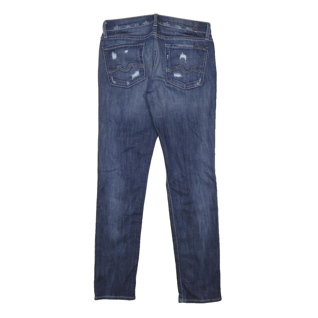 7 FOR ALL MANKIND Womens Slim Skinny Denim Medium Wash W28 L28 Distressed Jeans