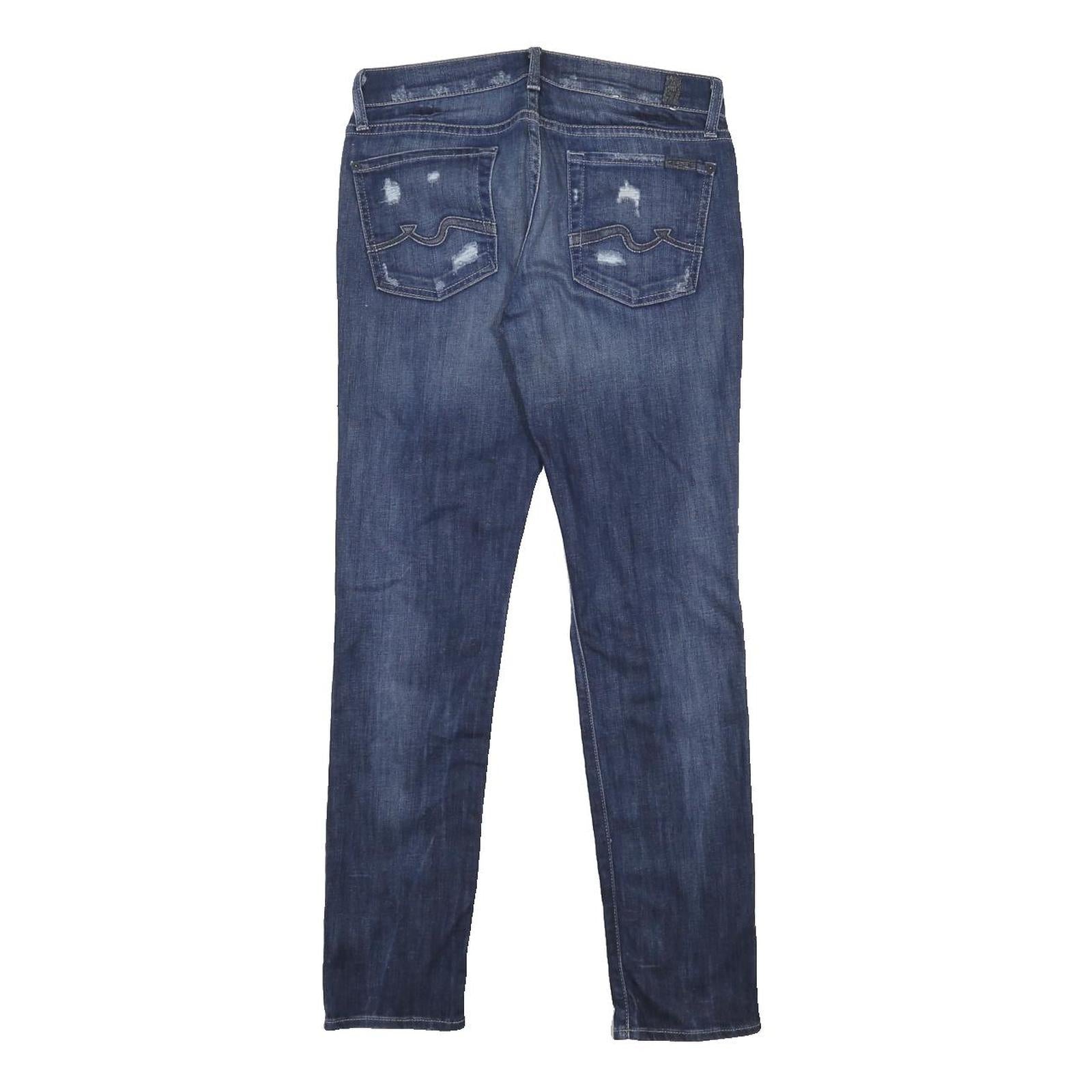 7 FOR ALL MANKIND Womens Slim Skinny Denim Medium Wash W28 L28 Distressed Jeans