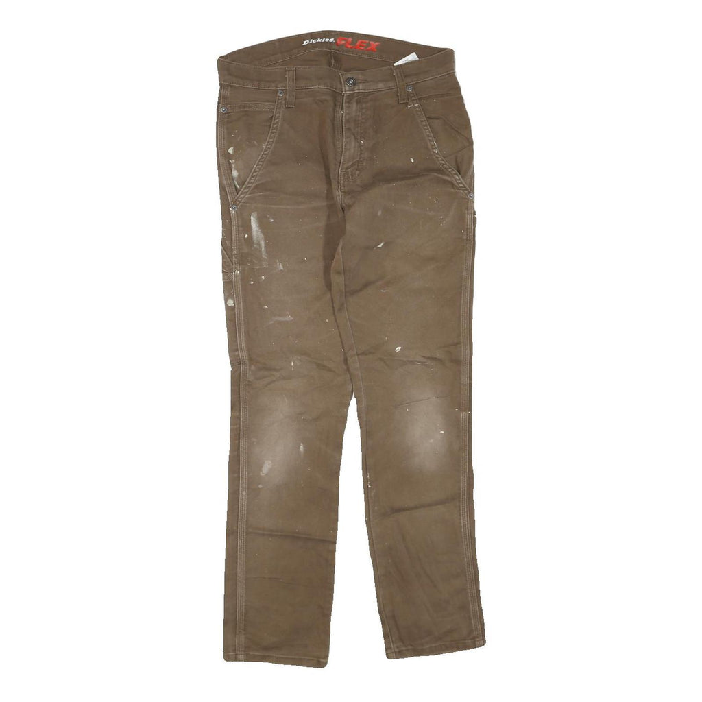 DICKIES Mens Jeans Brown Regular Straight Denim W29 L30 Workwear Zip Closure
