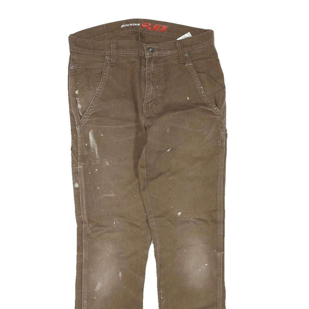 DICKIES Mens Jeans Brown Regular Straight Denim W29 L30 Workwear Zip Closure