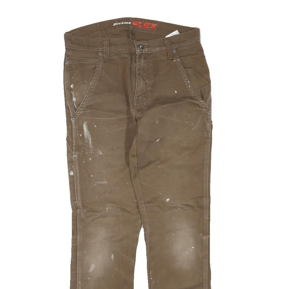 DICKIES Mens Jeans Brown Regular Straight Denim W29 L30 Workwear Zip Closure