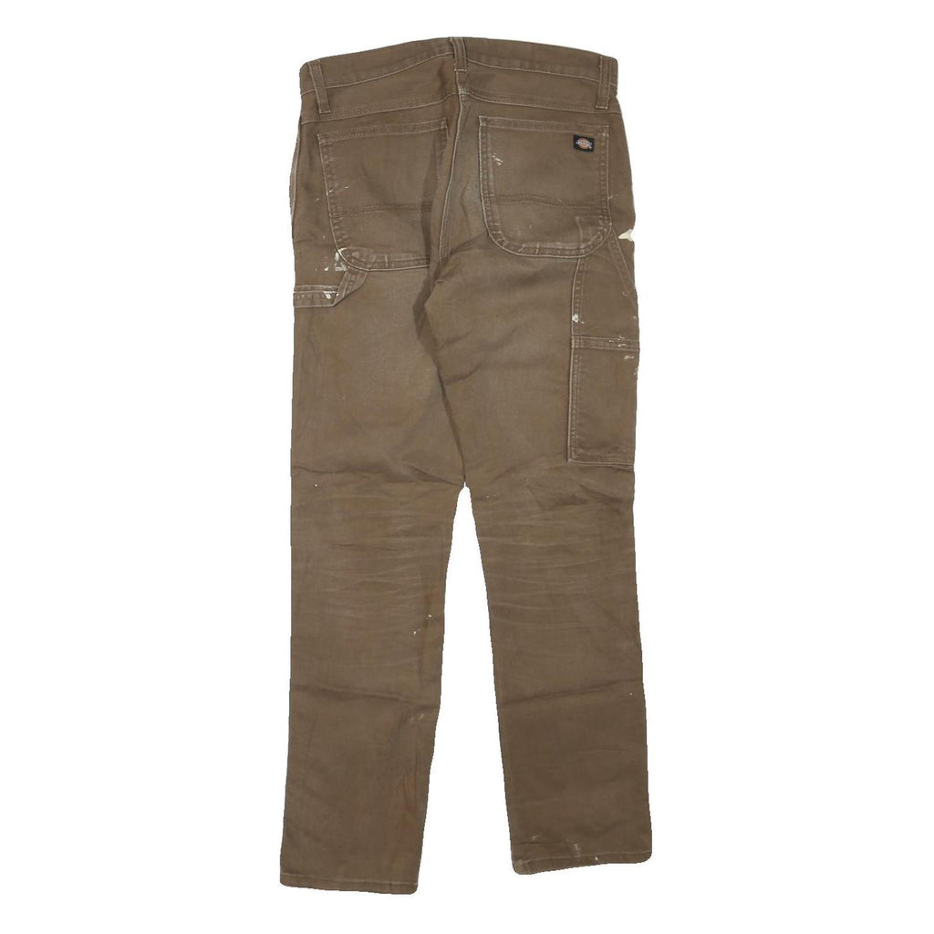 DICKIES Mens Jeans Brown Regular Straight Denim W29 L30 Workwear Zip Closure