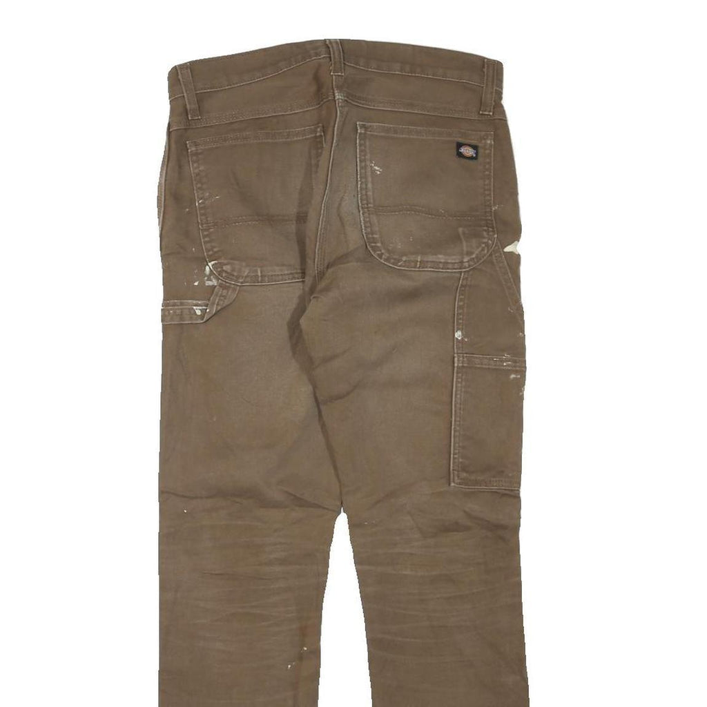 DICKIES Mens Jeans Brown Regular Straight Denim W29 L30 Workwear Zip Closure