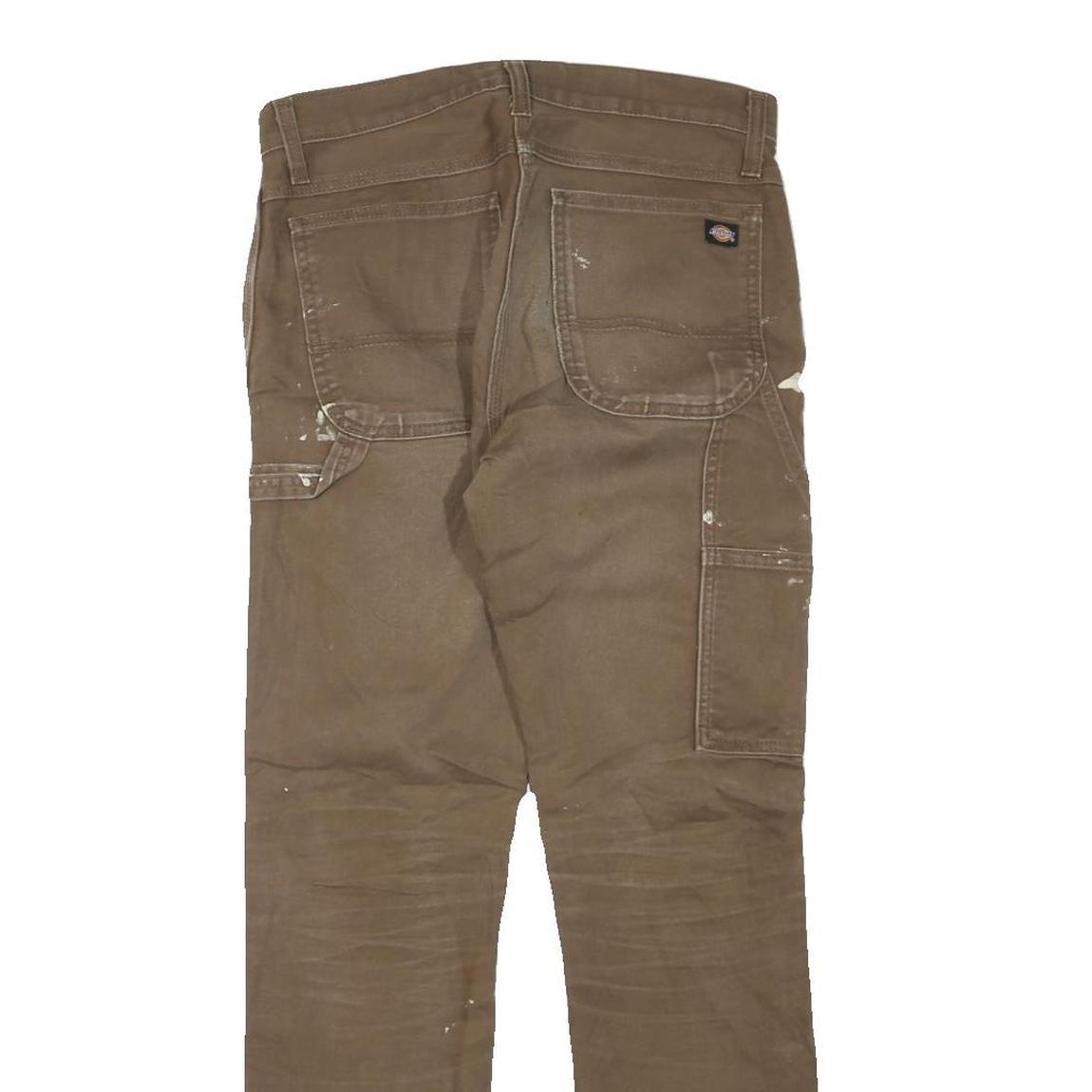 DICKIES Mens Jeans Brown Regular Straight Denim W29 L30 Workwear Zip Closure