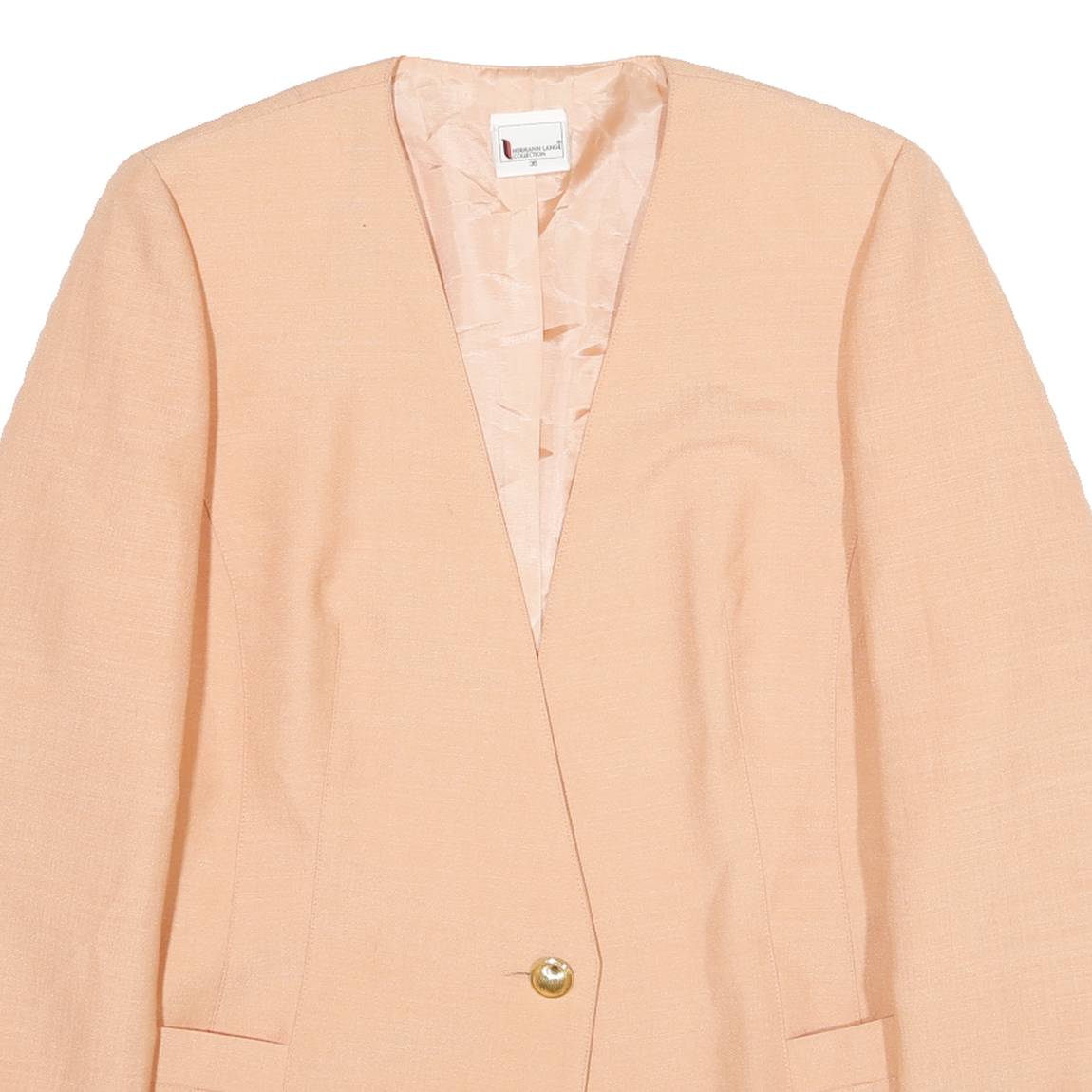 HERMAN LANGE Womens Peach Wool Blend Tailored Jacket M Button Plain Elegant
