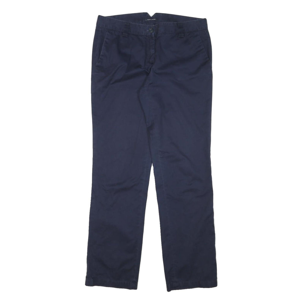 TOMMY HILFIGER Womens Cotton Blend Navy Regular Fit Straight Trousers W34 L32