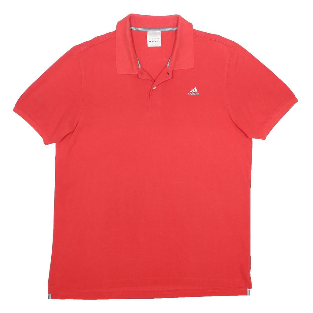ADIDAS Mens Red Short Sleeve Plain Polo Shirt XL Casual Sport