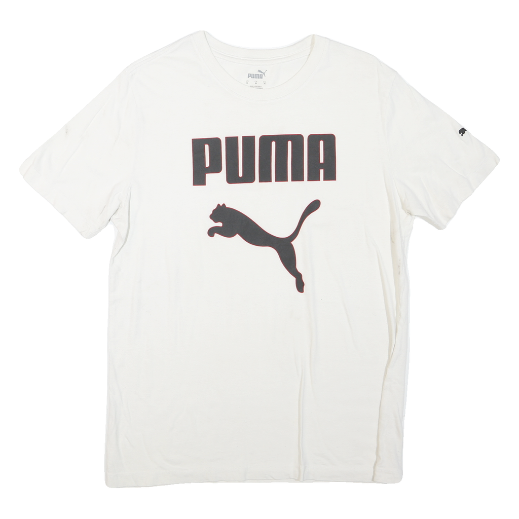 PUMA Mens White L Cotton Blend Graphic T-Shirt Short Sleeve Crew Neck Sport