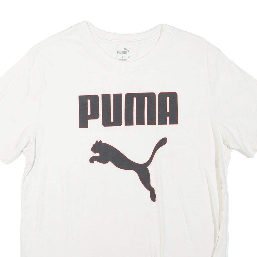 PUMA Mens White L Cotton Blend Graphic T-Shirt Short Sleeve Crew Neck Sport