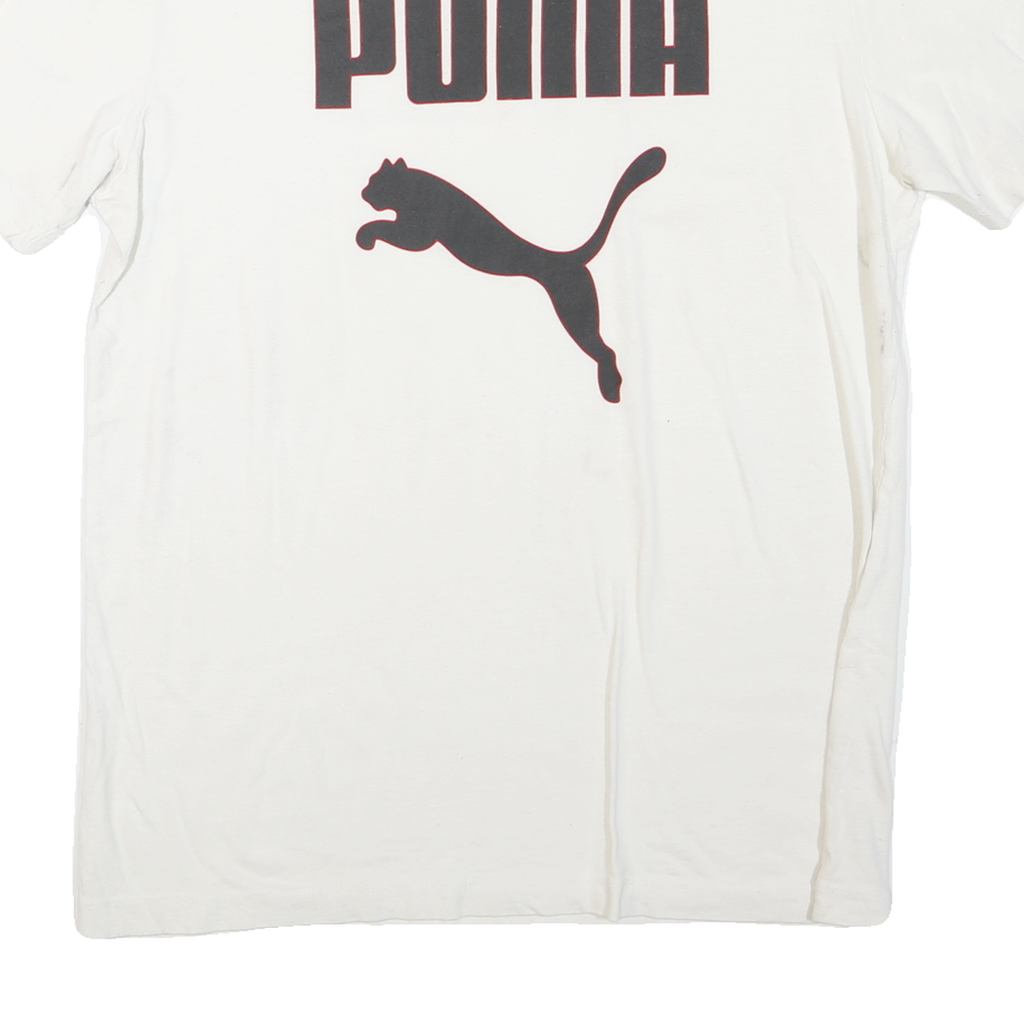 PUMA Mens White L Cotton Blend Graphic T-Shirt Short Sleeve Crew Neck Sport
