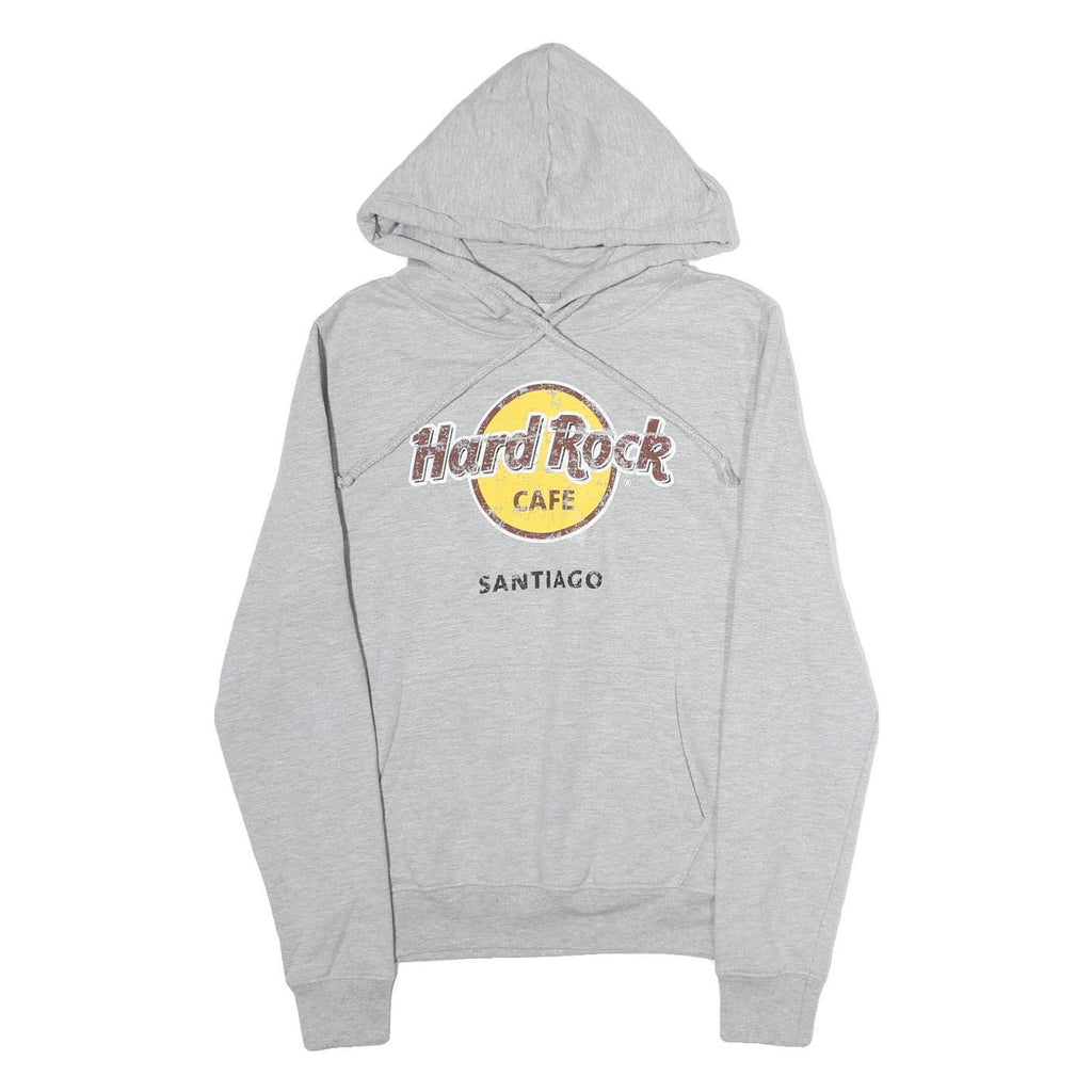 HARD ROCK CAFE Mens Grey Hoodie S Santiago Logo Cotton Casual Pullover