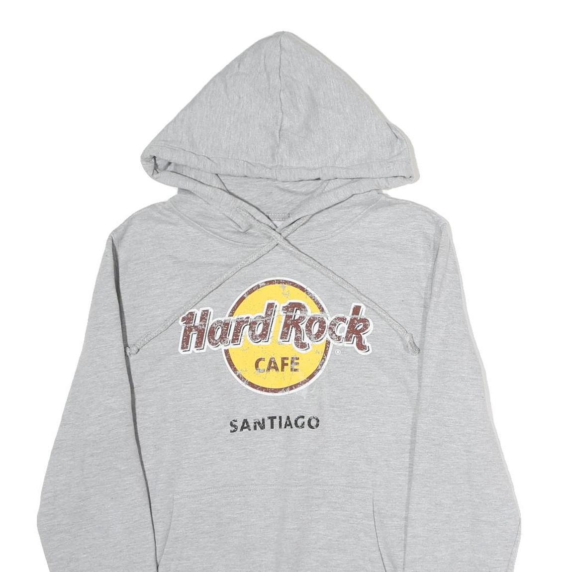 HARD ROCK CAFE Mens Grey Hoodie S Santiago Logo Cotton Casual Pullover
