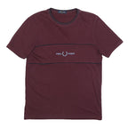 FRED PERRY Mens Maroon Classic T-Shirt S Short Sleeve Crew Neck Logo Print