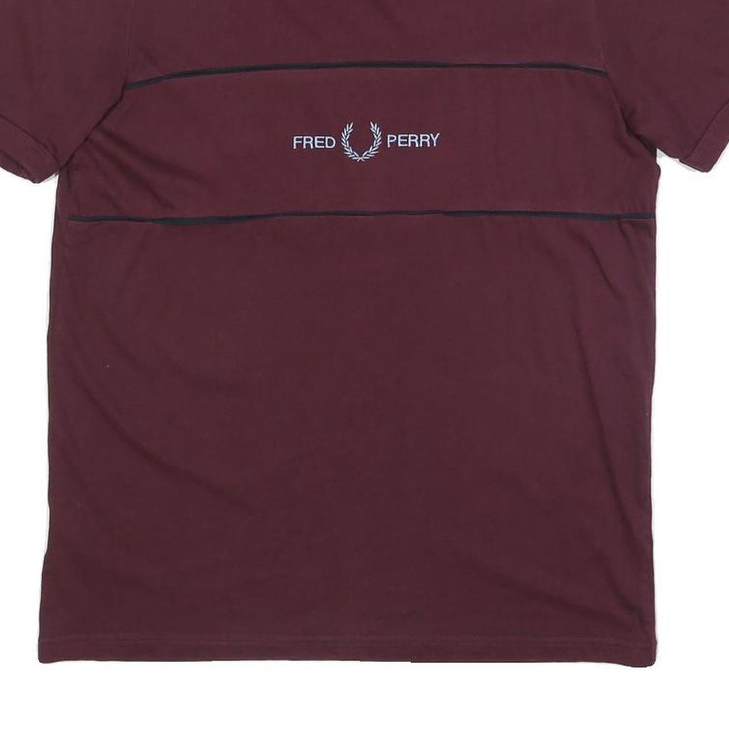 FRED PERRY Mens Maroon Classic T-Shirt S Short Sleeve Crew Neck Logo Print