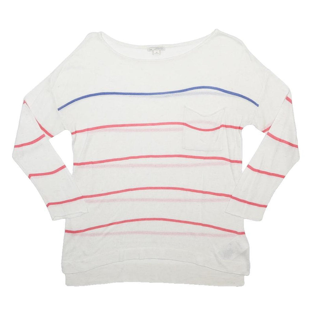 GAP Womens White Red & Blue Patterned Jumper Crew Neck Basic Knit S Casual