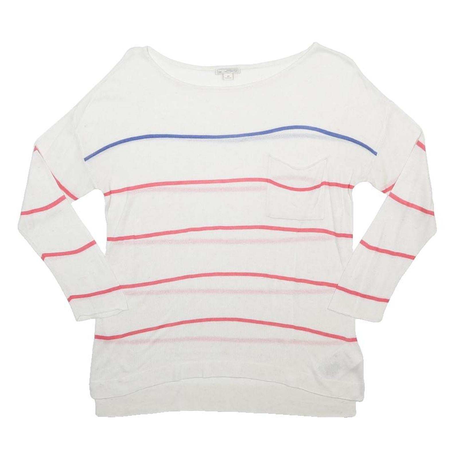 GAP Womens White Red & Blue Patterned Jumper Crew Neck Basic Knit S Casual