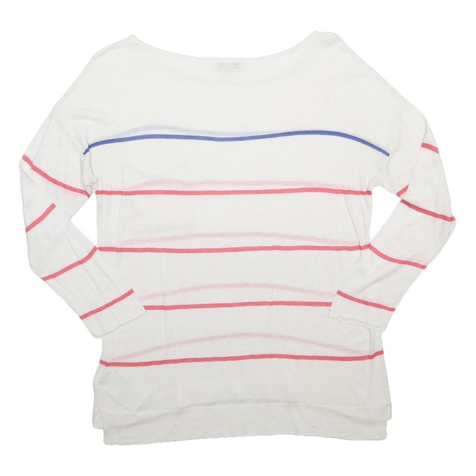 GAP Womens White Red & Blue Patterned Jumper Crew Neck Basic Knit S Casual