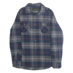 JACHS Mens Blue Grey Red Check Shirt M Cotton Casual Button Pocket
