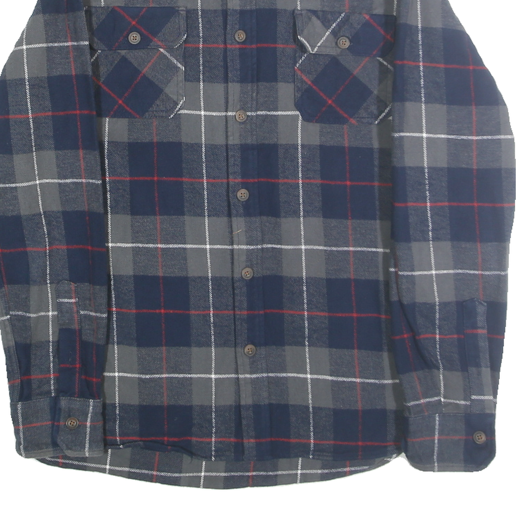 JACHS Mens Blue Grey Red Check Shirt M Cotton Casual Button Pocket